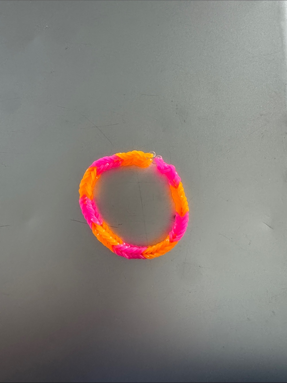 Kids Neon Pink & Orange Braided Bracelet